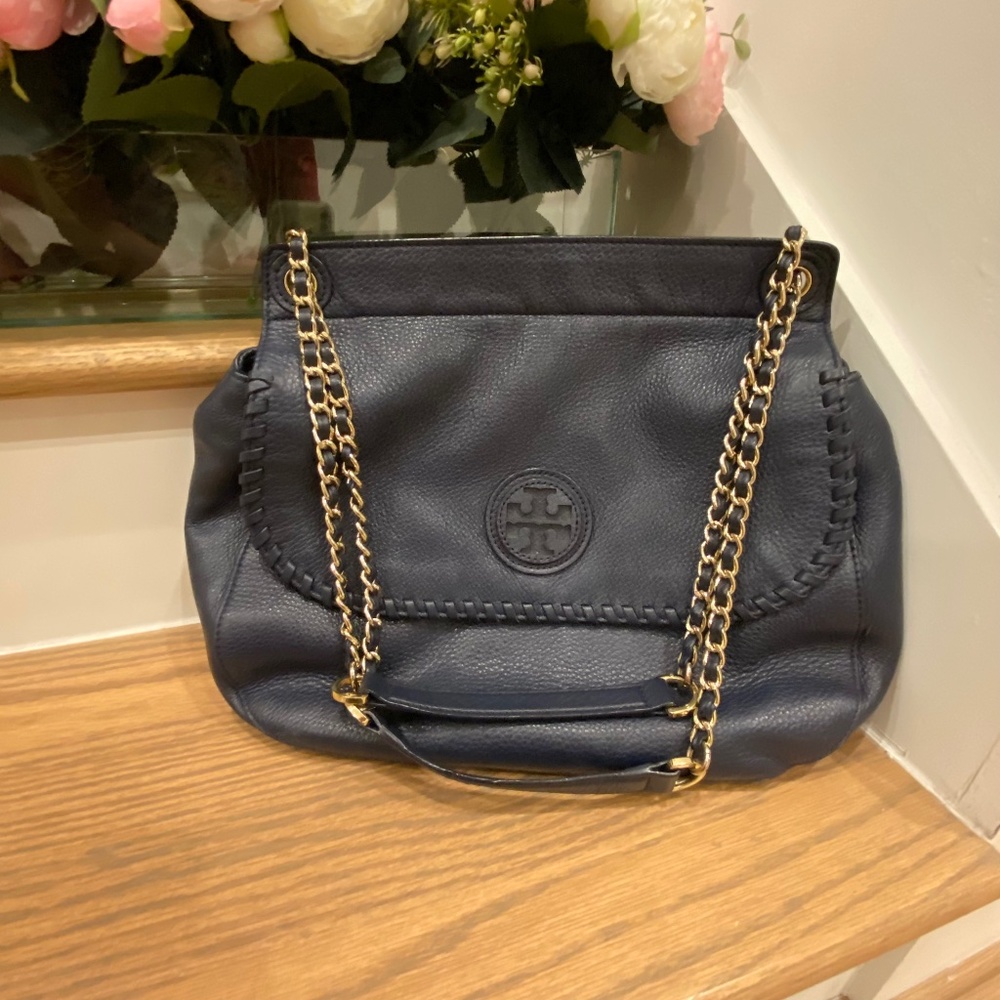 Tory Burch Purse - Navy Blue with Gold Chain